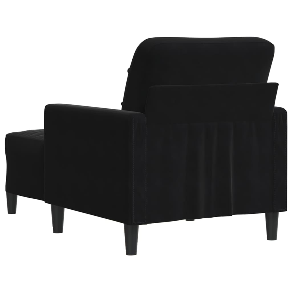 Fauteuil met voetenbank 60 cm fluweel zwart is nu te koop bij PeponiXL, paradijselijk wonen!