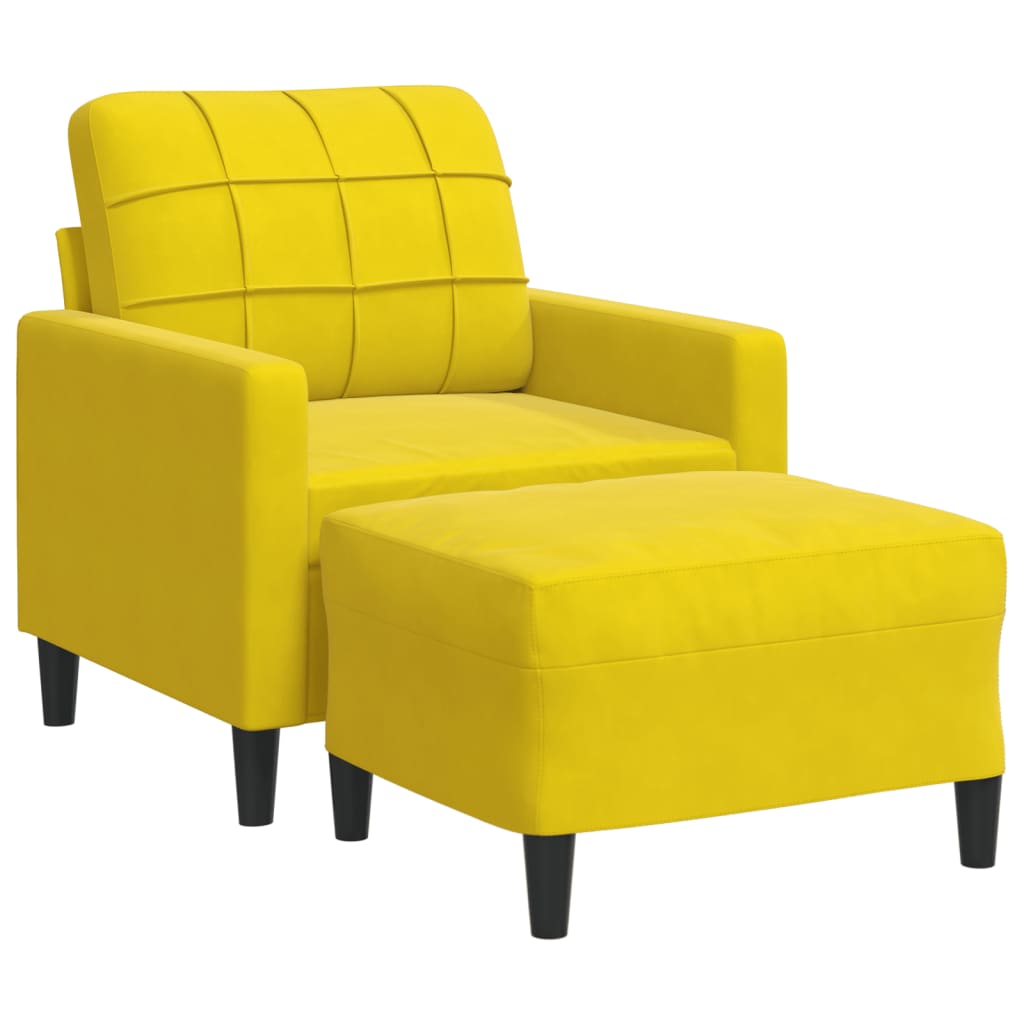 Fauteuil met voetenbank 60 cm fluweel geel is nu te koop bij PeponiXL, paradijselijk wonen!