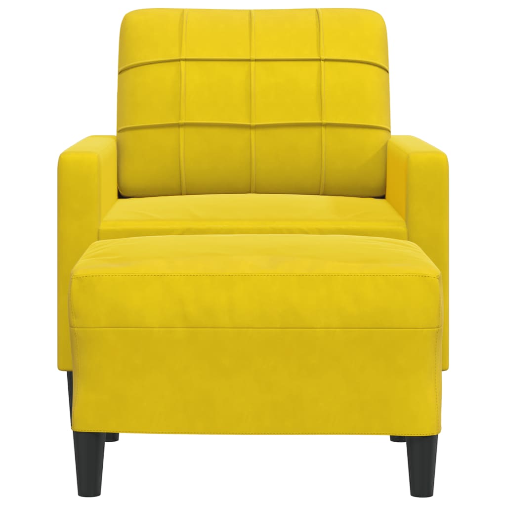 Fauteuil met voetenbank 60 cm fluweel geel is nu te koop bij PeponiXL, paradijselijk wonen!