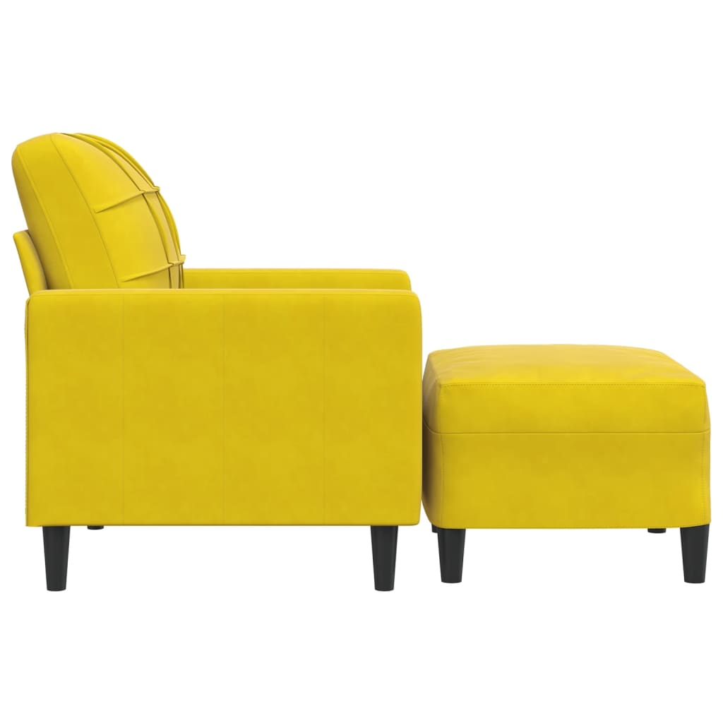 Fauteuil met voetenbank 60 cm fluweel geel is nu te koop bij PeponiXL, paradijselijk wonen!