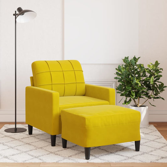 Fauteuil met voetenbank 60 cm fluweel geel is nu te koop bij PeponiXL, paradijselijk wonen!