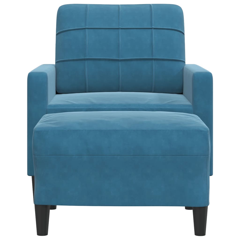 Fauteuil met voetenbank 60 cm fluweel blauw is nu te koop bij PeponiXL, paradijselijk wonen!