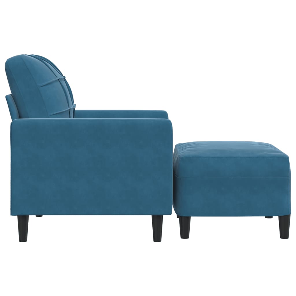Fauteuil met voetenbank 60 cm fluweel blauw is nu te koop bij PeponiXL, paradijselijk wonen!