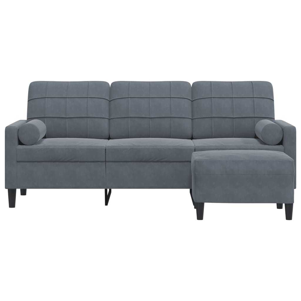 Driezitsbank met voetenbank 180 cm fluweel donkergrijs is nu te koop bij PeponiXL, paradijselijk wonen!