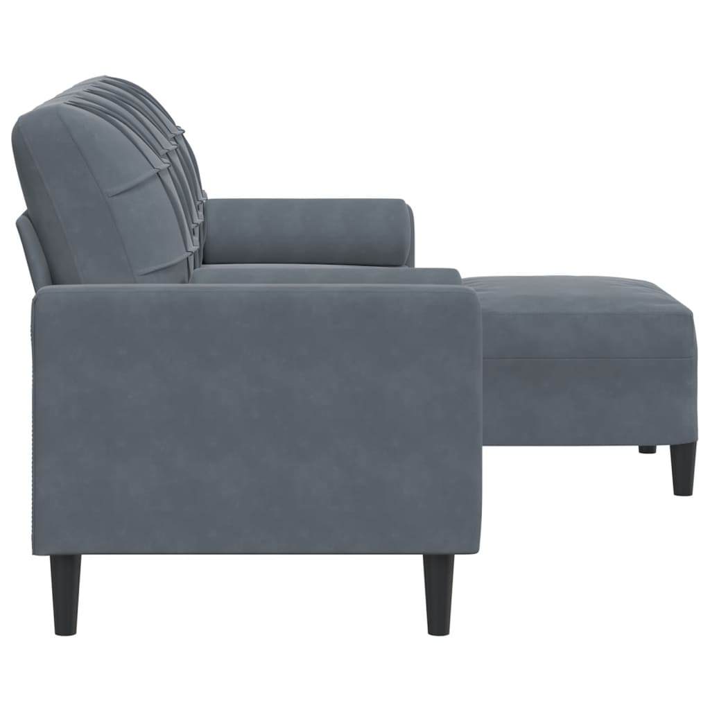 Driezitsbank met voetenbank 180 cm fluweel donkergrijs is nu te koop bij PeponiXL, paradijselijk wonen!