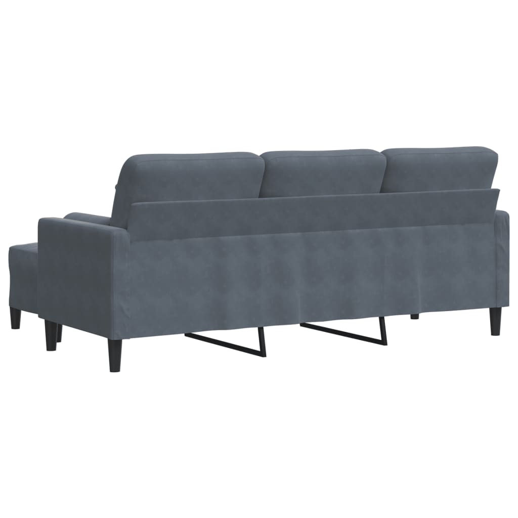 Driezitsbank met voetenbank 180 cm fluweel donkergrijs is nu te koop bij PeponiXL, paradijselijk wonen!