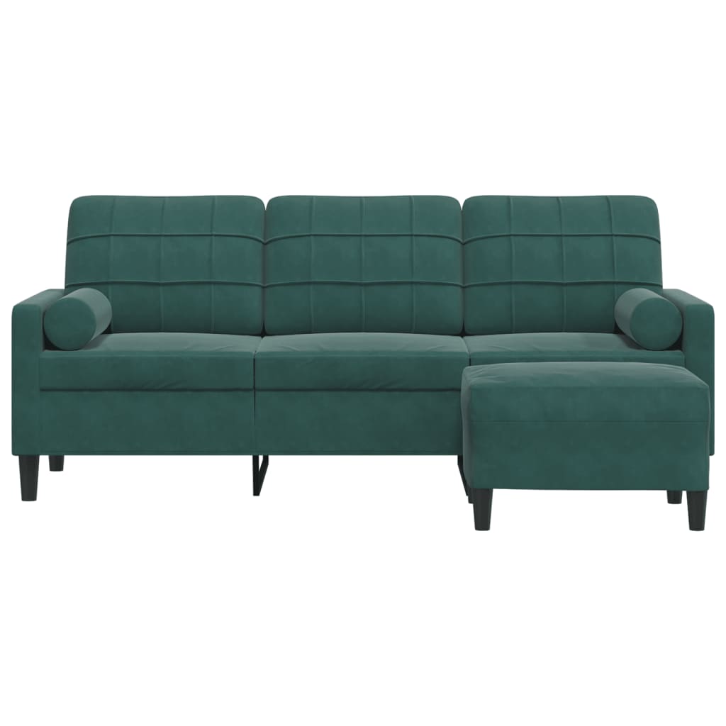 Driezitsbank met voetenbank 180 cm fluweel donkergroen is nu te koop bij PeponiXL, paradijselijk wonen!