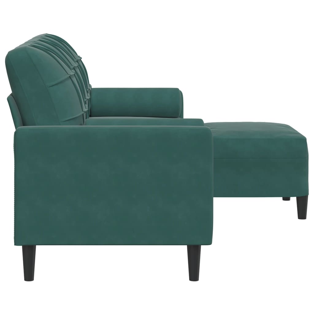 Driezitsbank met voetenbank 180 cm fluweel donkergroen is nu te koop bij PeponiXL, paradijselijk wonen!