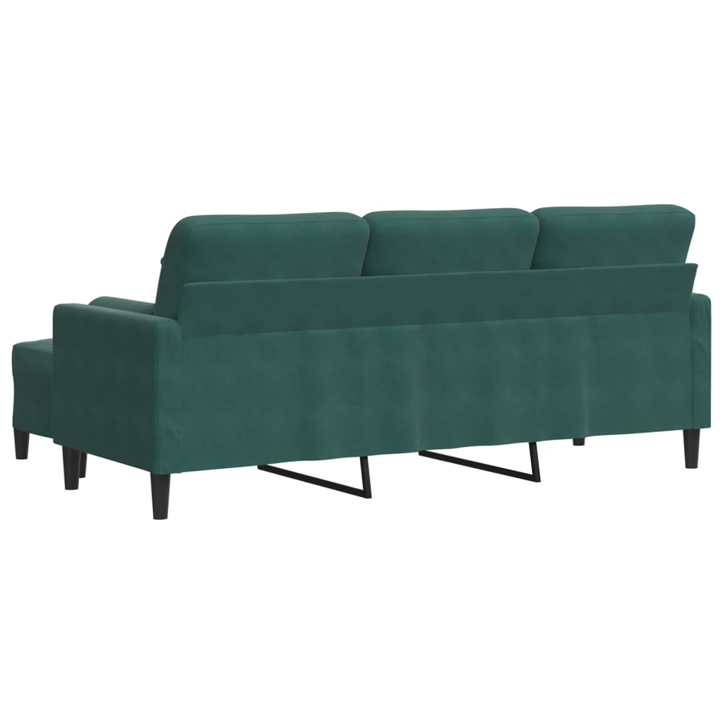 Driezitsbank met voetenbank 180 cm fluweel donkergroen is nu te koop bij PeponiXL, paradijselijk wonen!