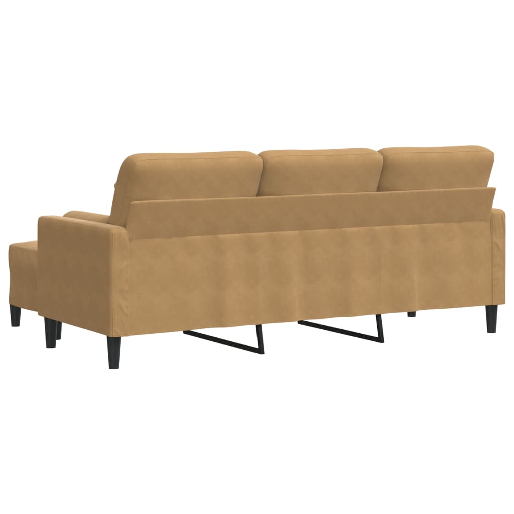 Driezitsbank met voetenbank 180 cm fluweel bruin is nu te koop bij PeponiXL, paradijselijk wonen!