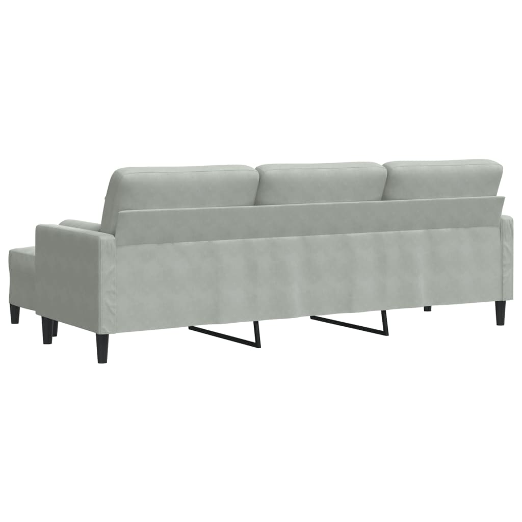 Driezitsbank met voetenbank 210 cm fluweel lichtgrijs is nu te koop bij PeponiXL, paradijselijk wonen!