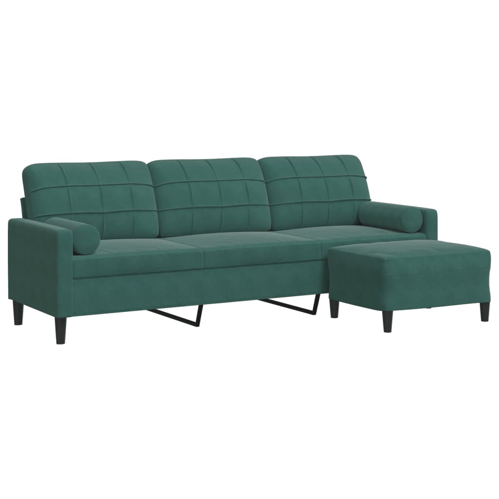 Driezitsbank met voetenbank 210 cm fluweel donkergroen is nu te koop bij PeponiXL, paradijselijk wonen!
