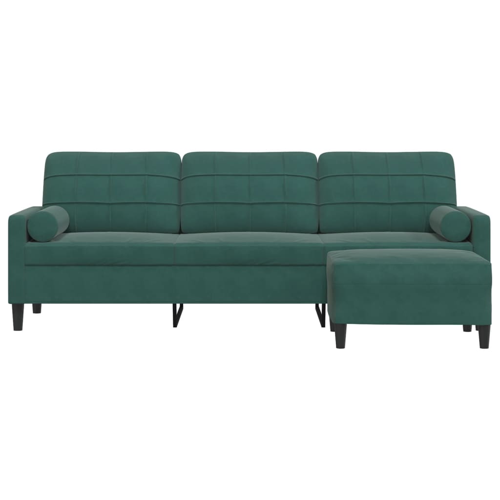Driezitsbank met voetenbank 210 cm fluweel donkergroen is nu te koop bij PeponiXL, paradijselijk wonen!