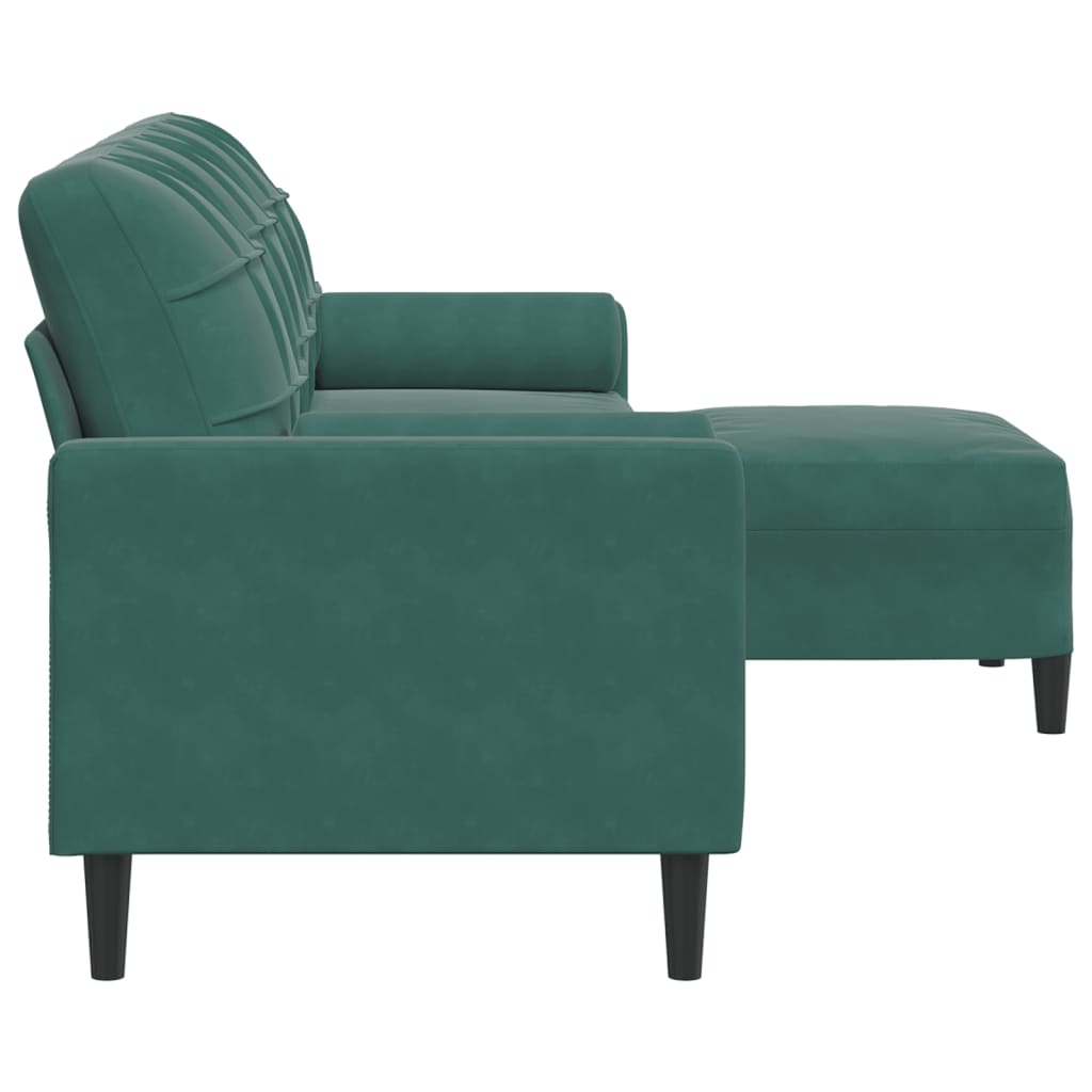 Driezitsbank met voetenbank 210 cm fluweel donkergroen is nu te koop bij PeponiXL, paradijselijk wonen!