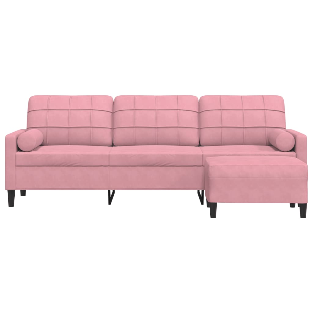 Driezitsbank met voetenbank 210 cm fluweel roze is nu te koop bij PeponiXL, paradijselijk wonen!