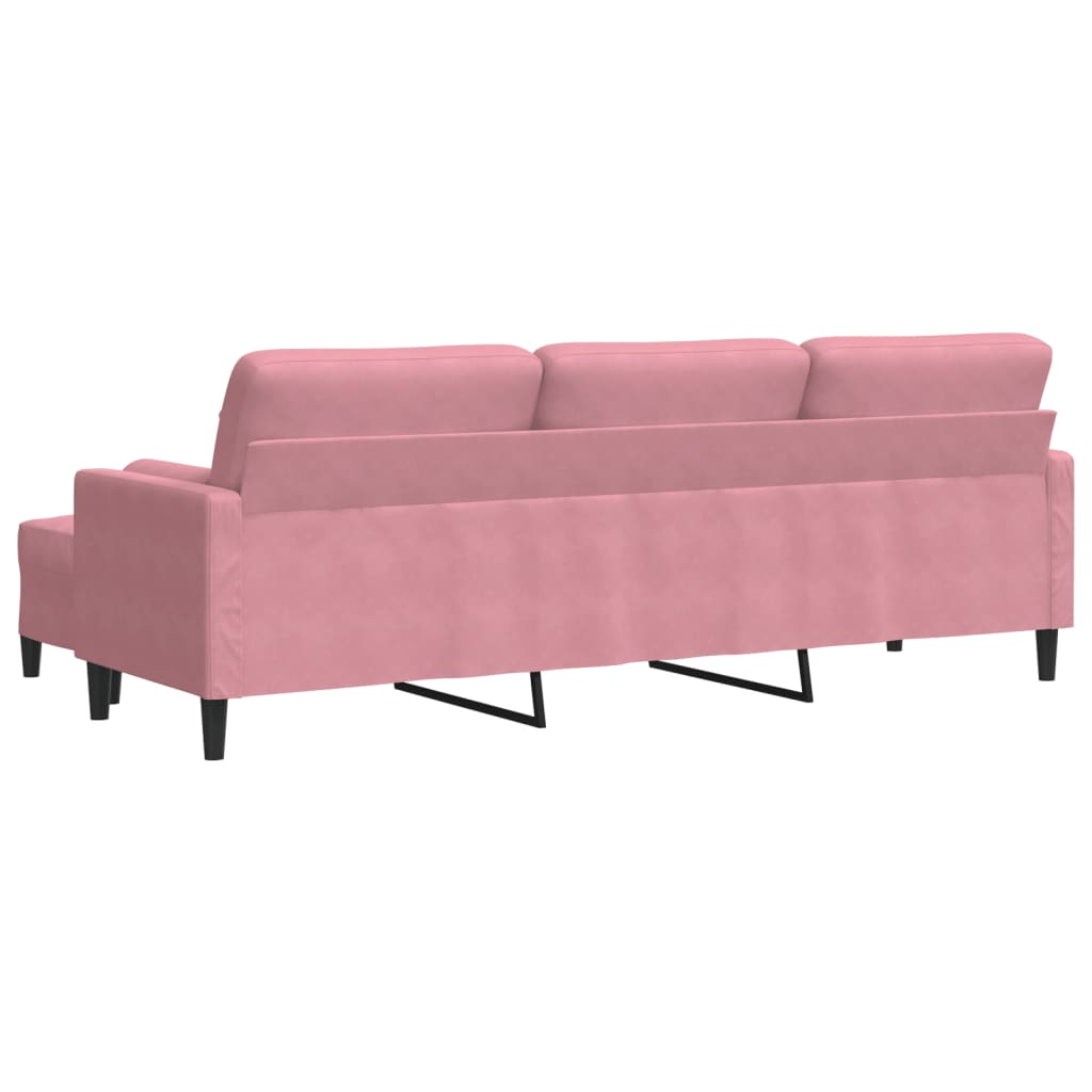 Driezitsbank met voetenbank 210 cm fluweel roze is nu te koop bij PeponiXL, paradijselijk wonen!