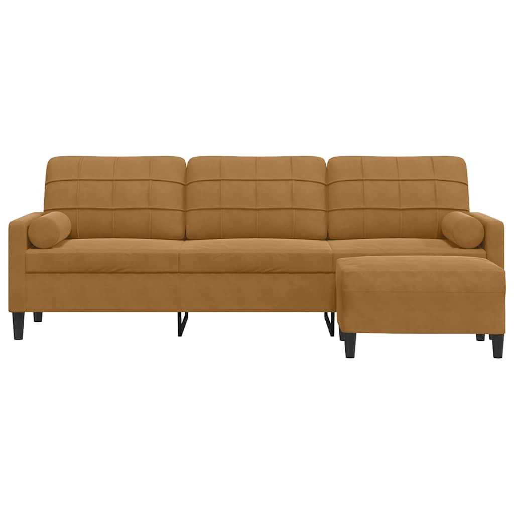 Driezitsbank met voetenbank 210 cm fluweel bruin is nu te koop bij PeponiXL, paradijselijk wonen!