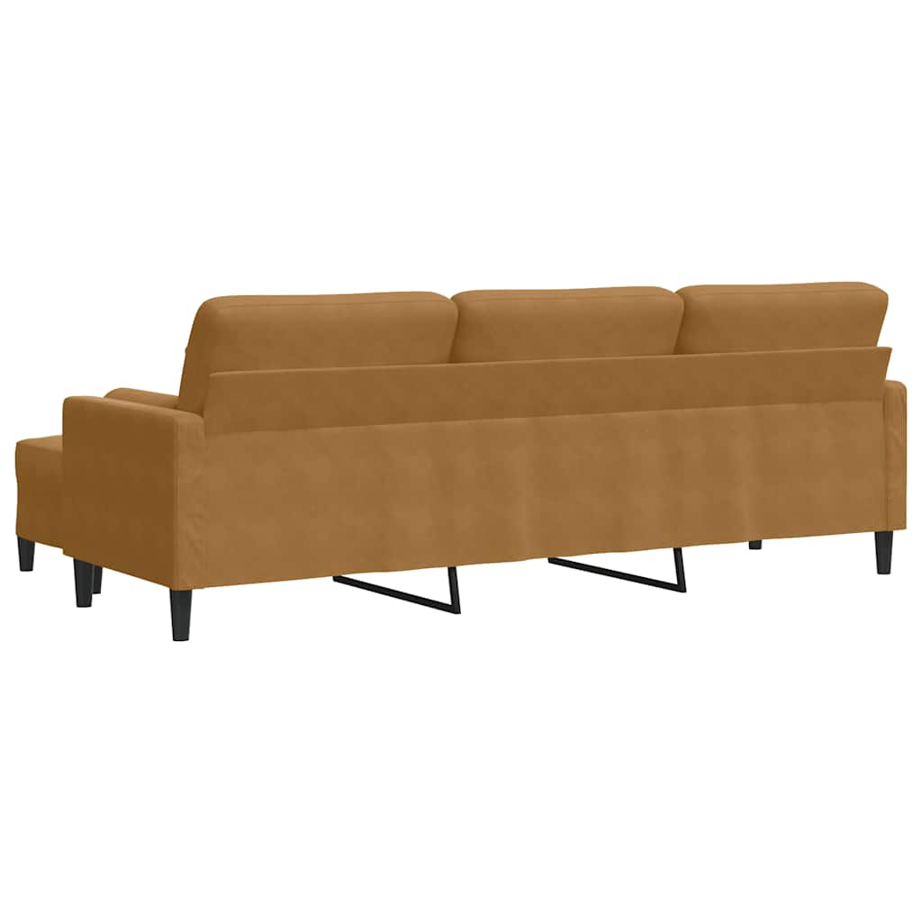 Driezitsbank met voetenbank 210 cm fluweel bruin is nu te koop bij PeponiXL, paradijselijk wonen!