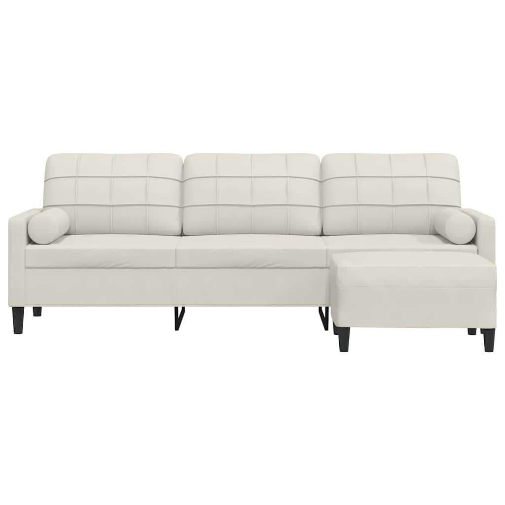 Driezitsbank met voetenbank 210 cm fluweel crèmekleurig is nu te koop bij PeponiXL, paradijselijk wonen!