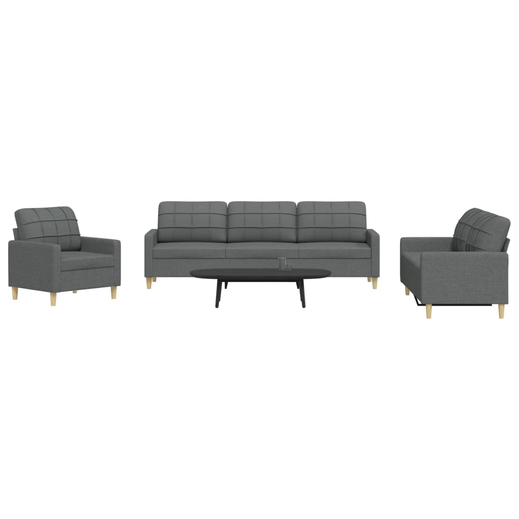 3-delige Loungeset stof donkergrijs is nu te koop bij PeponiXL, paradijselijk wonen!