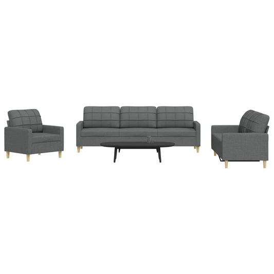 3-delige Loungeset stof donkergrijs is nu te koop bij PeponiXL, paradijselijk wonen!