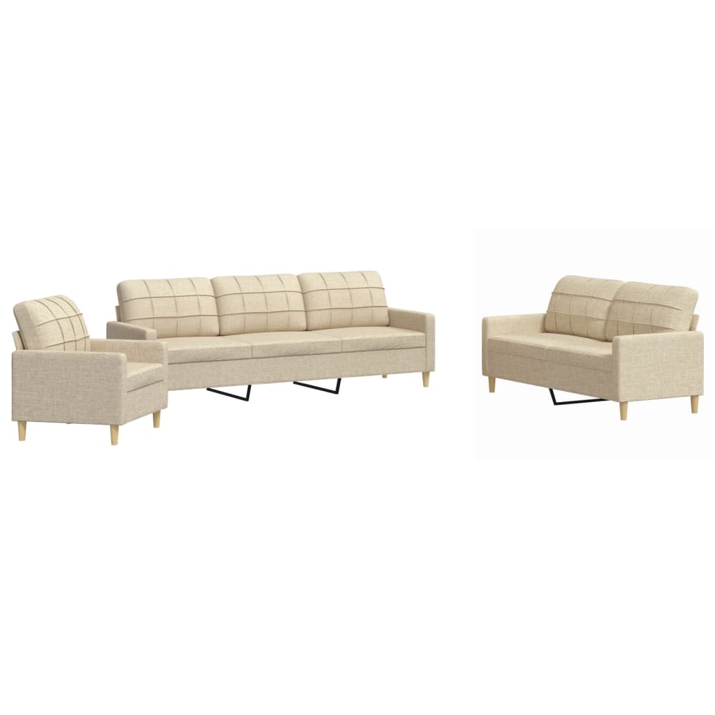3-delige Loungeset stof crèmekleurig is nu te koop bij PeponiXL, paradijselijk wonen!