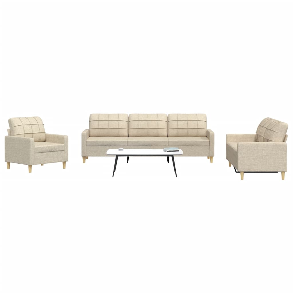 3-delige Loungeset stof crèmekleurig is nu te koop bij PeponiXL, paradijselijk wonen!