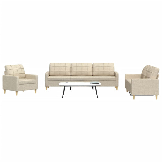 3-delige Loungeset stof crèmekleurig is nu te koop bij PeponiXL, paradijselijk wonen!