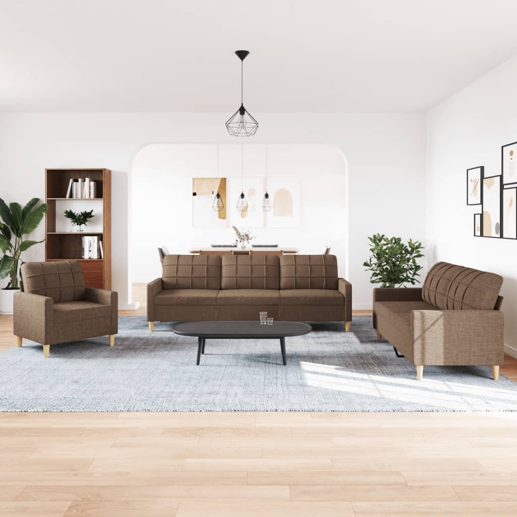 3-delige Loungeset stof bruin is nu te koop bij PeponiXL, paradijselijk wonen!