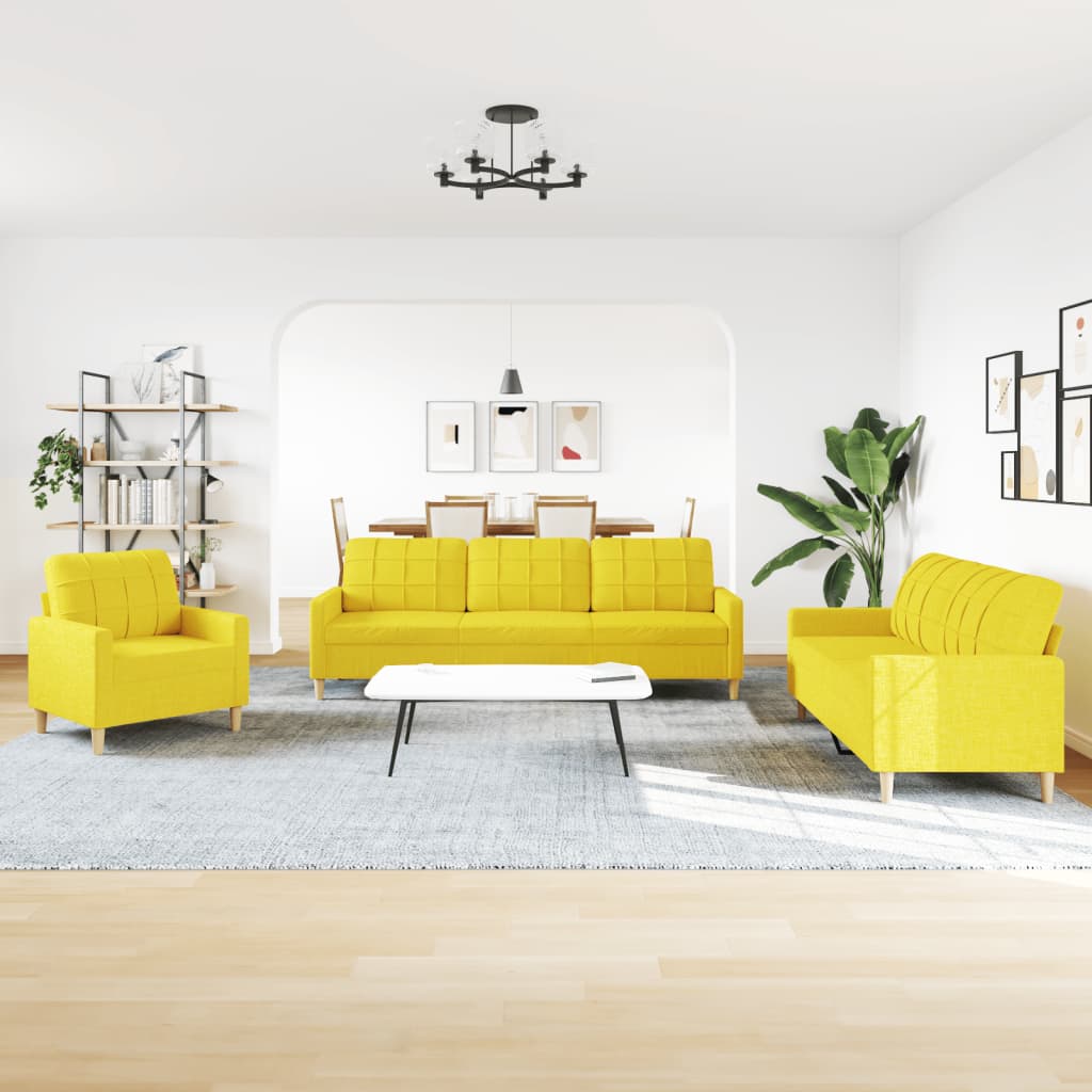3-delige Loungeset stof lichtgeel is nu te koop bij PeponiXL, paradijselijk wonen!