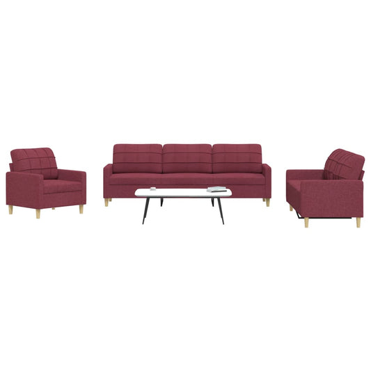 3-delige Loungeset stof wijnrood is nu te koop bij PeponiXL, paradijselijk wonen!