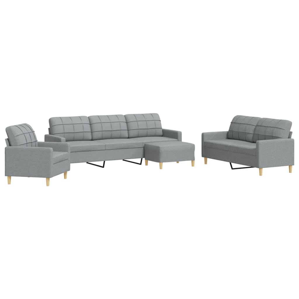 4-delige Loungeset met voetenbank stof lichtgrijs is nu te koop bij PeponiXL, paradijselijk wonen!