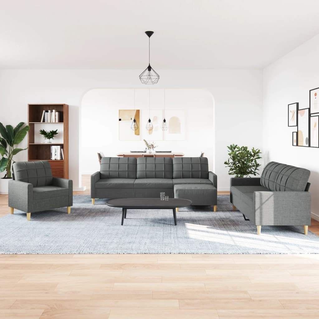 4-delige Loungeset met voetenbank stof donkergrijs is nu te koop bij PeponiXL, paradijselijk wonen!