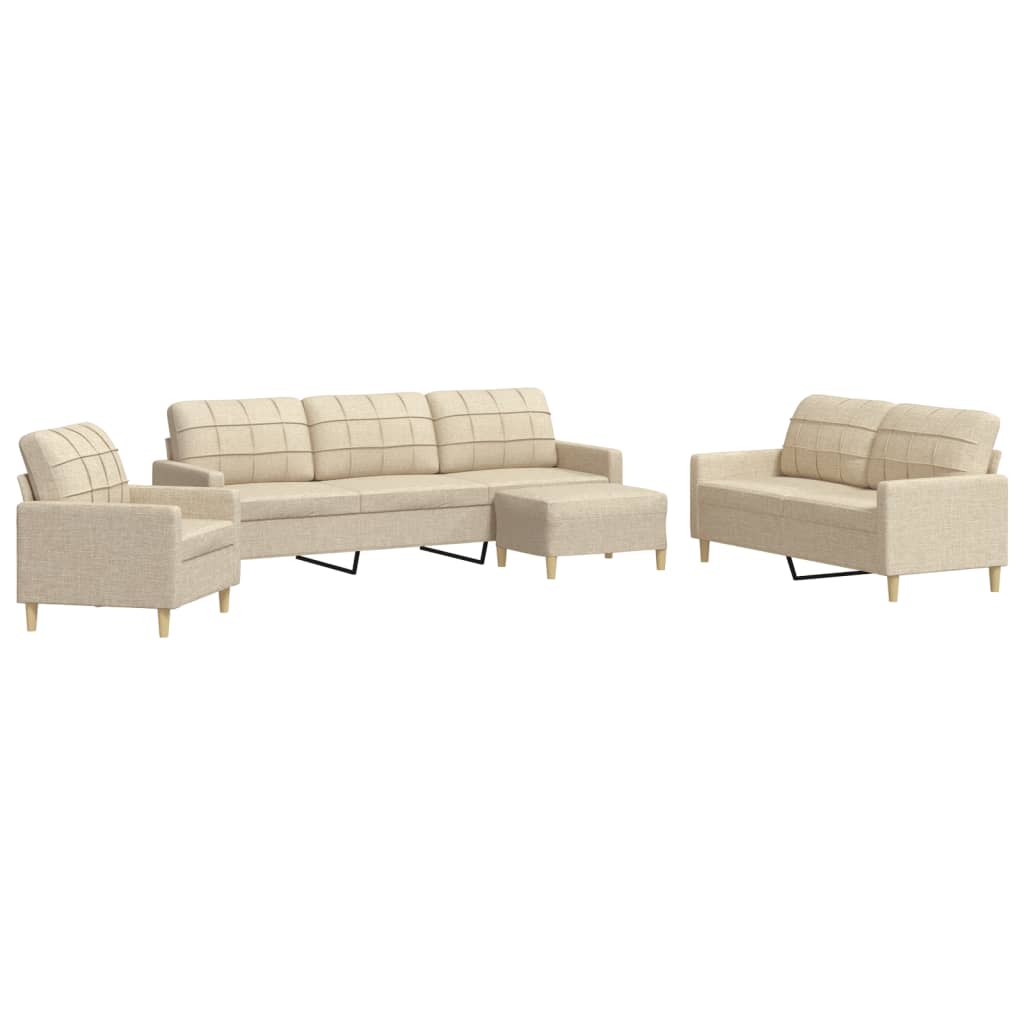4-delige Loungeset met voetenbank stof crèmekleurig is nu te koop bij PeponiXL, paradijselijk wonen!