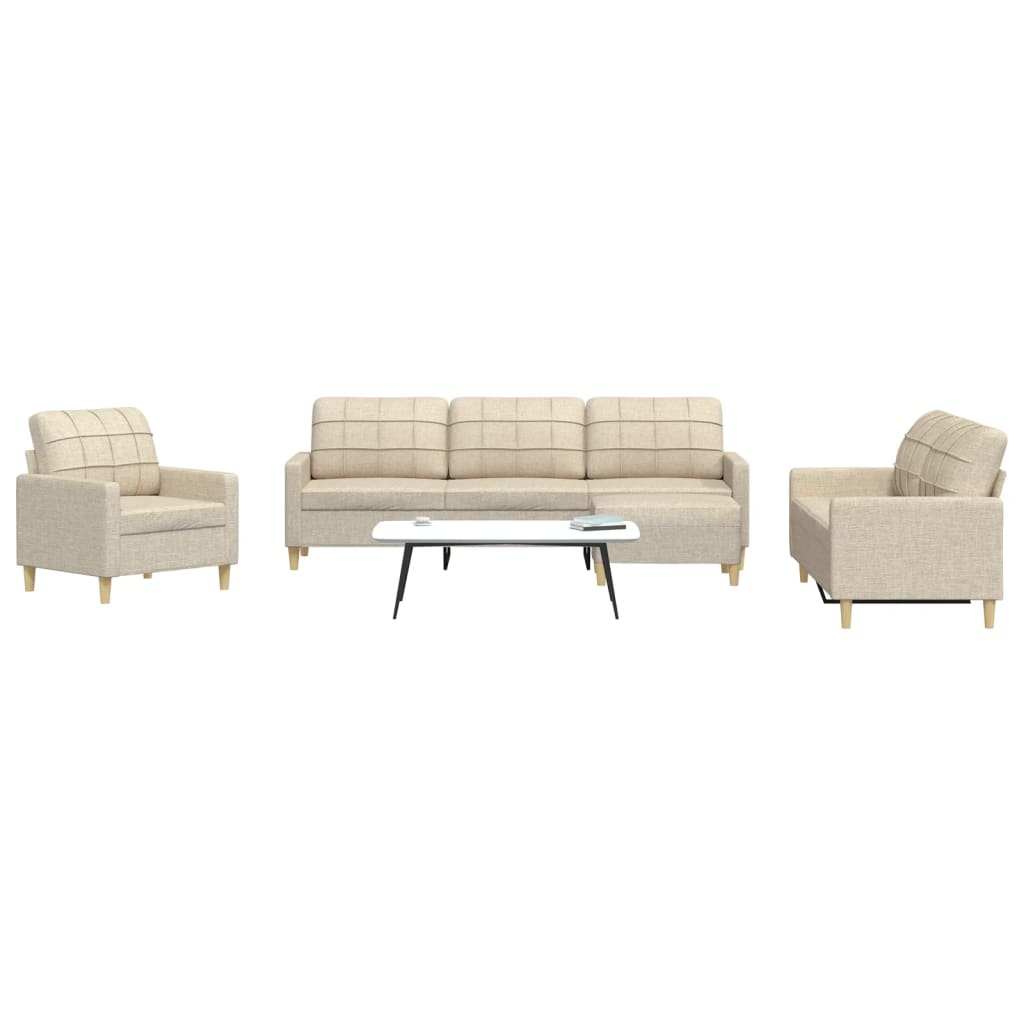 4-delige Loungeset met voetenbank stof crèmekleurig is nu te koop bij PeponiXL, paradijselijk wonen!