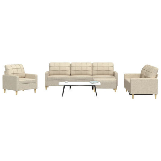 4-delige Loungeset met voetenbank stof crèmekleurig is nu te koop bij PeponiXL, paradijselijk wonen!