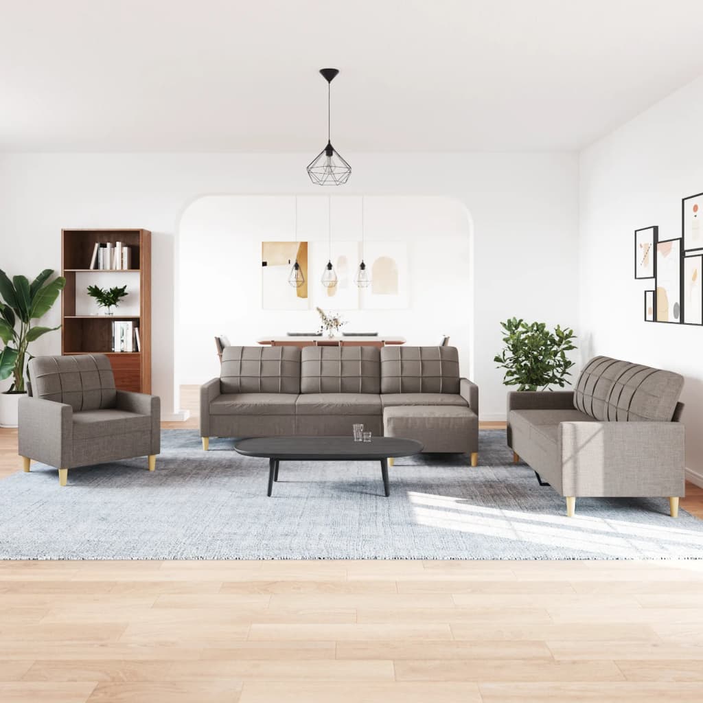 4-delige Loungeset met voetenbank stof taupe is nu te koop bij PeponiXL, paradijselijk wonen!