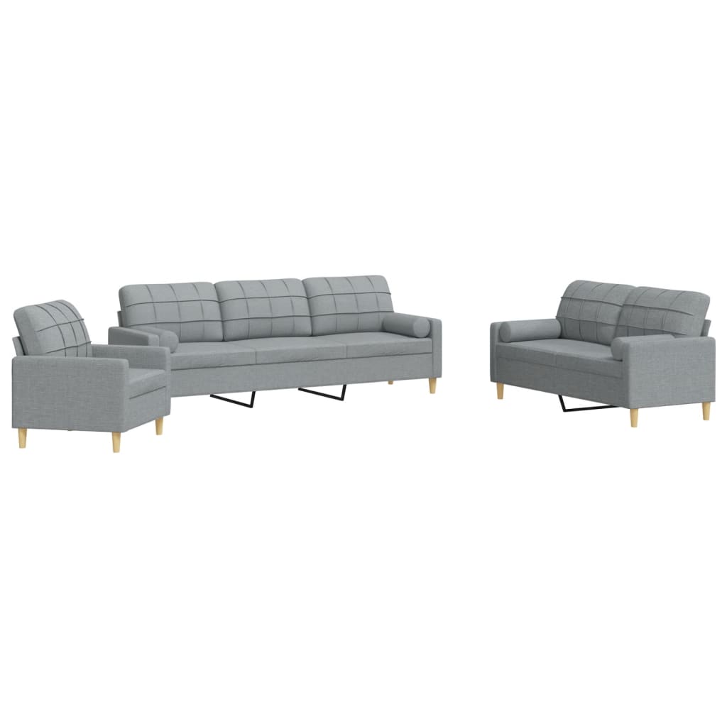 3-delige Loungeset met sierkussens stof lichtgrijs is nu te koop bij PeponiXL, paradijselijk wonen!