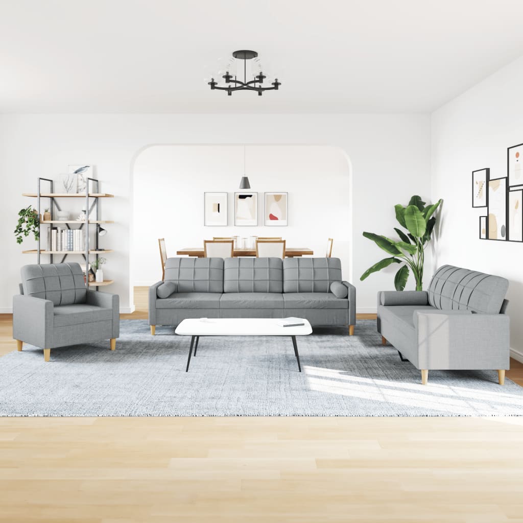 3-delige Loungeset met sierkussens stof lichtgrijs is nu te koop bij PeponiXL, paradijselijk wonen!