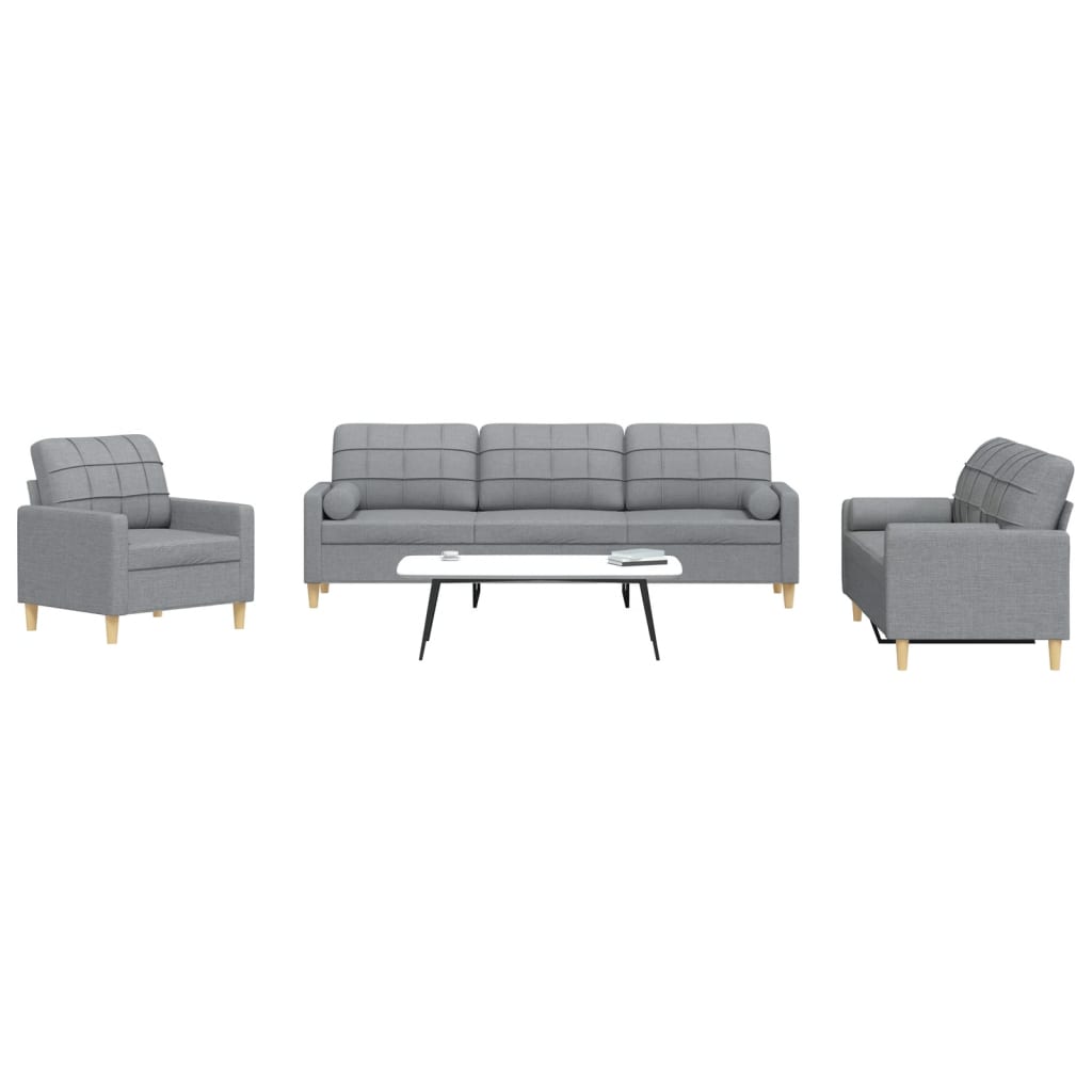3-delige Loungeset met sierkussens stof lichtgrijs is nu te koop bij PeponiXL, paradijselijk wonen!