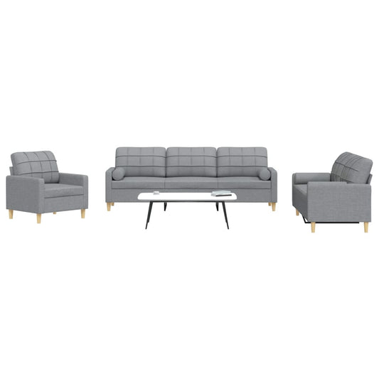 3-delige Loungeset met sierkussens stof lichtgrijs is nu te koop bij PeponiXL, paradijselijk wonen!