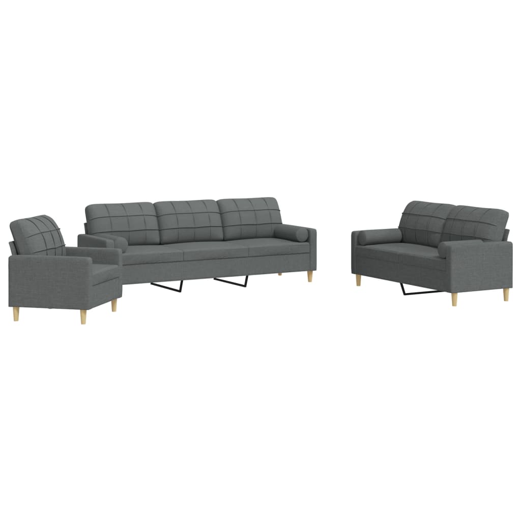 3-delige Loungeset met sierkussens stof donkergrijs is nu te koop bij PeponiXL, paradijselijk wonen!