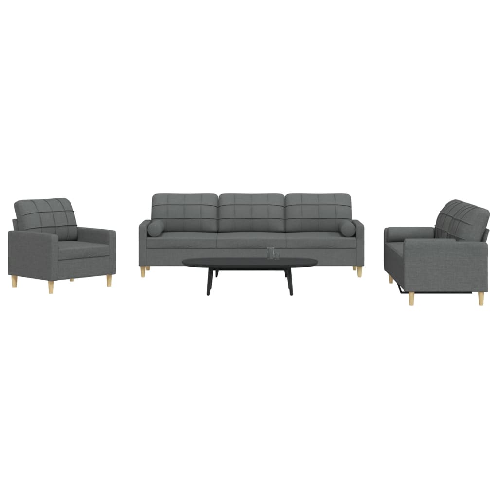 3-delige Loungeset met sierkussens stof donkergrijs is nu te koop bij PeponiXL, paradijselijk wonen!