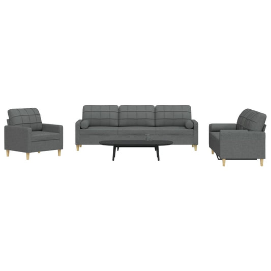 3-delige Loungeset met sierkussens stof donkergrijs is nu te koop bij PeponiXL, paradijselijk wonen!