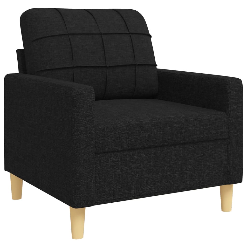 3-delige Loungeset met sierkussens stof zwart is nu te koop bij PeponiXL, paradijselijk wonen!