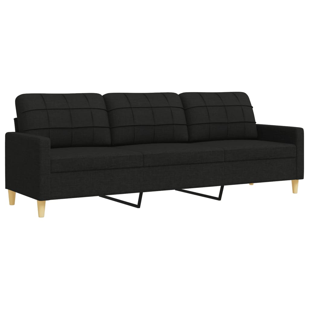 3-delige Loungeset met sierkussens stof zwart is nu te koop bij PeponiXL, paradijselijk wonen!