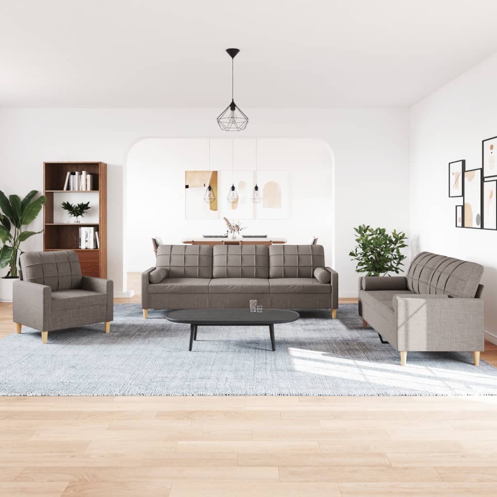 3-delige Loungeset met sierkussens stof taupe is nu te koop bij PeponiXL, paradijselijk wonen!