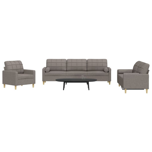 3-delige Loungeset met sierkussens stof taupe is nu te koop bij PeponiXL, paradijselijk wonen!