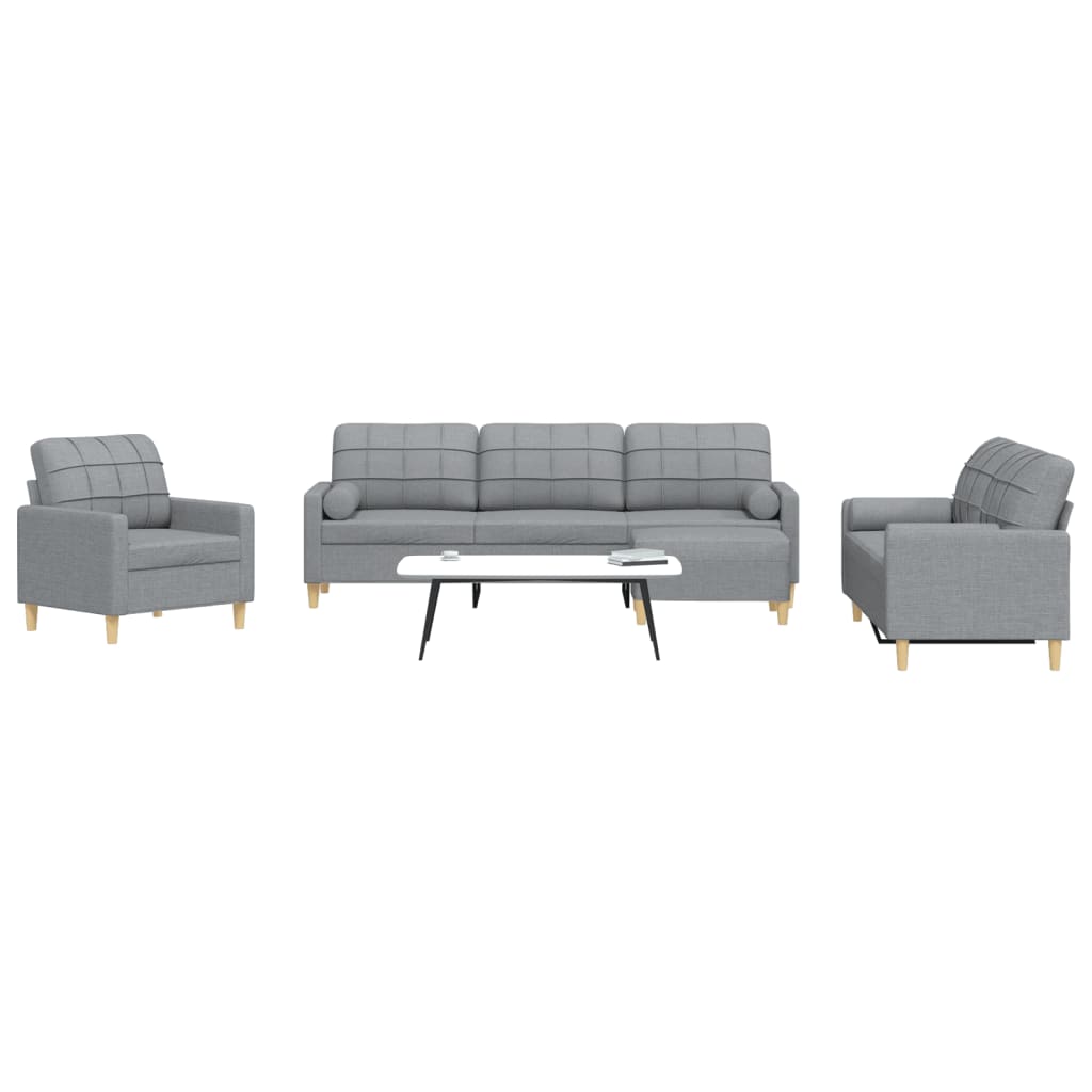 4-delige Loungeset met voetenbank en kussens stof lichtgrijs is nu te koop bij PeponiXL, paradijselijk wonen!