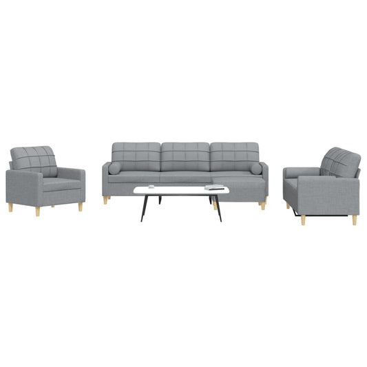 4-delige Loungeset met voetenbank en kussens stof lichtgrijs is nu te koop bij PeponiXL, paradijselijk wonen!
